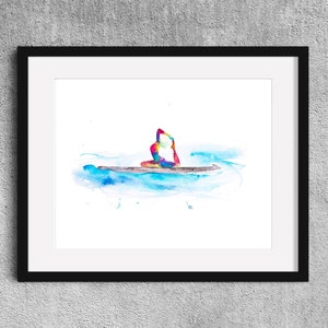 Paddle Board Yoga Print: Colorful Watercolor Art (Digital Download)