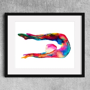 The fold-Fine Art  Print yoga / gymnastics watercolor painting - Yoga gift - Contortion gift - Contorsion art