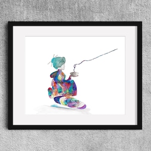 The geisha - Fine Art  Print watercolor painting - Japanese art - Japanese gift - Geisha watercolor - Geisha gift - Geisha painting