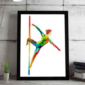 The equilibrist-Pole dance art - Pole dancing print watercolor painting - pole dance gift