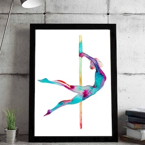 The curvy lady-Pole dance art - Pole dancing print watercolor painting - pole dance gift
