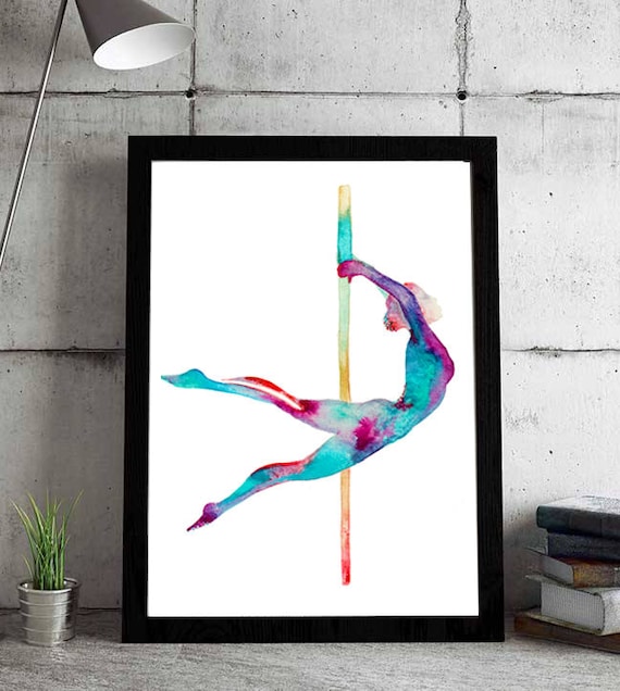 The curvy lady - Pole dance art - Pole dancing print watercolor painting - pole dance gift
