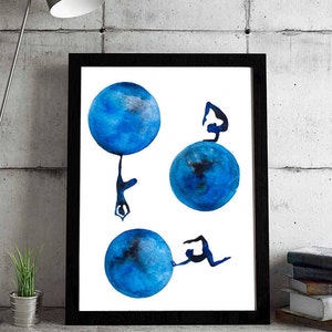 Gravityless yoga - Fine Art  Print yoga watercolor painting - Yoga gift