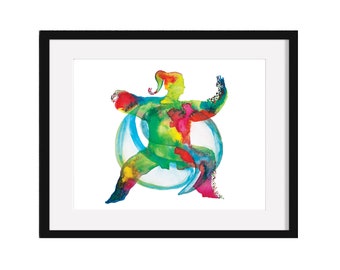 The taijitu lady - Tai chi gift - Instant digital download - Tai chi art - Martial art painting