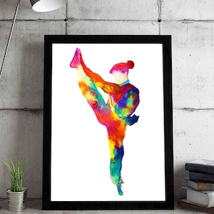Tai Chi Watercolor Art Print: Colorful Martial Arts Gift