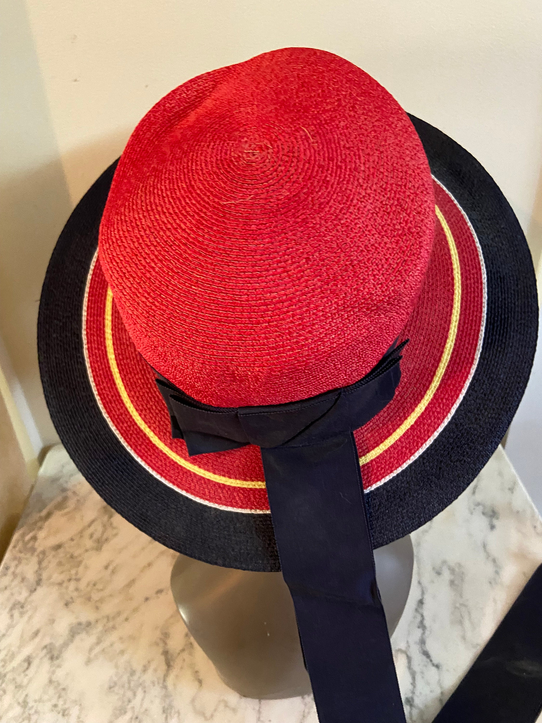 Red Ribbon Hat 60s 