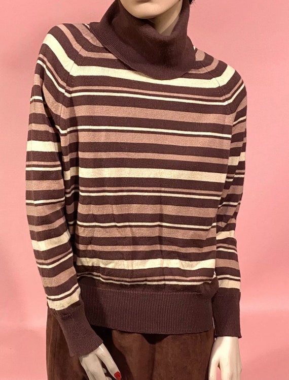 Vintage 1960’s Striped Turtleneck Shirt Top By Sw… - image 7