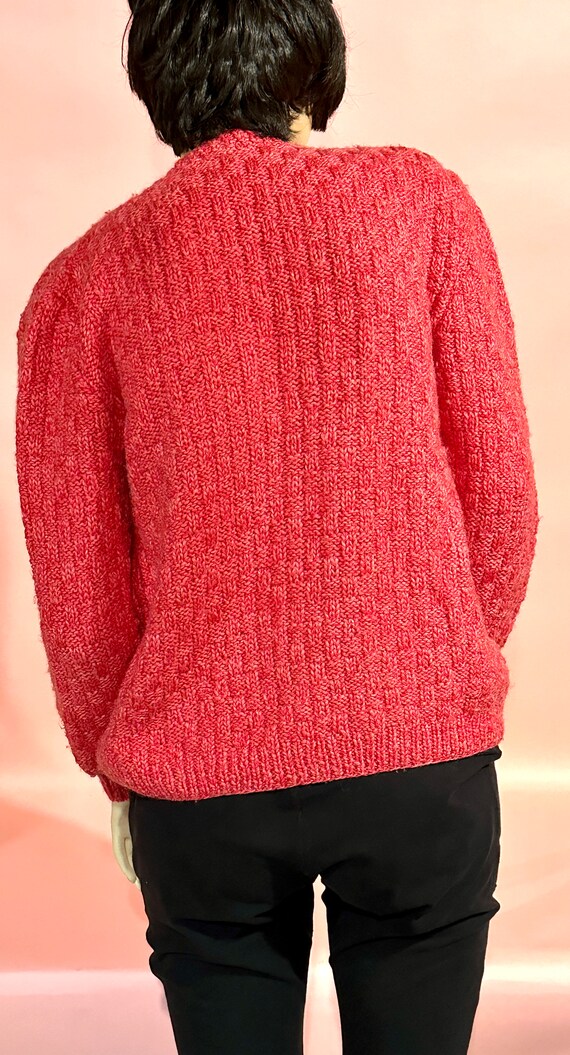 Sweet Vintage 1960’s Rose Pink Basket Weave Cardi… - image 4