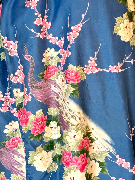 Vintage 1960’s Colorful Floral Kimono in Light Bl… - image 6