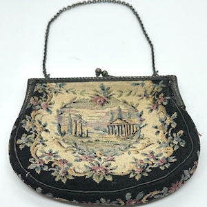 Bolso de mano con tapiz vintage y escena romana, con correa de cadena en tono latón