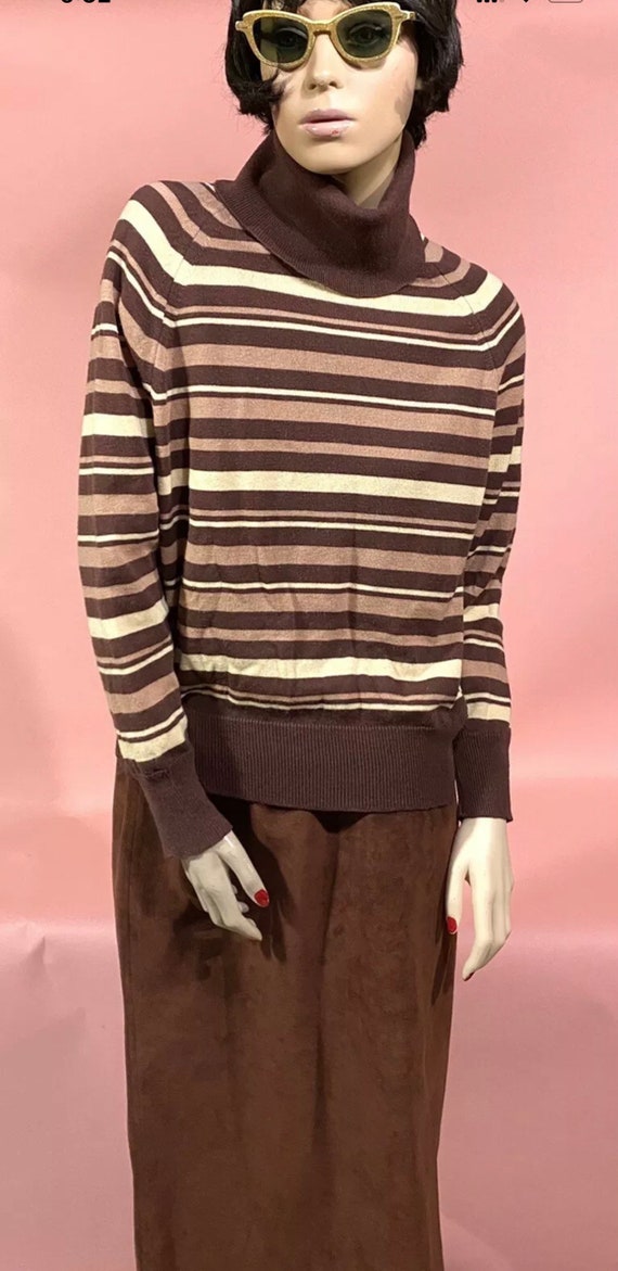 Vintage 1960’s Striped Turtleneck Shirt Top By Sw… - image 8
