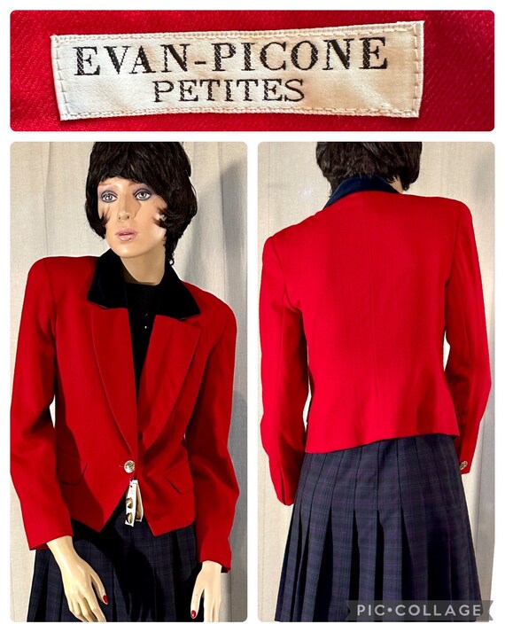 Vintage Women’s EVAN PICONE PETITE Red Wool Cropp… - image 1