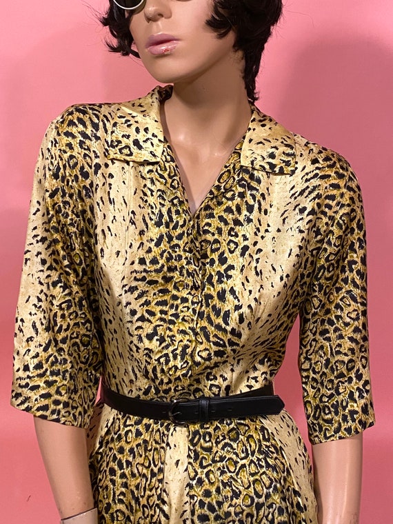 Vintage 1960’s-70’s MONTALDO Leopard Spot Silk Dr… - image 10