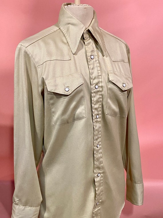 Vintage 1960's TRIPLE L Beige Cowboy Shirt Size 4… - image 8