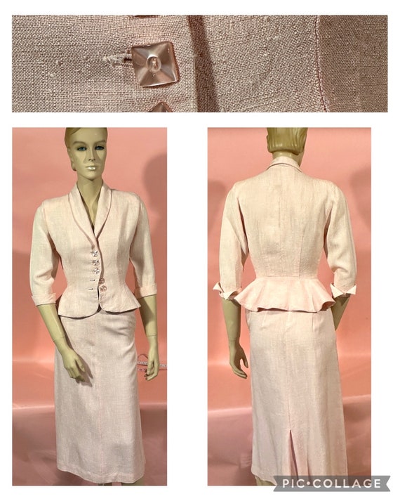 Amazing Vintage 1940’s-1950’s Pale Pink Linen Wome