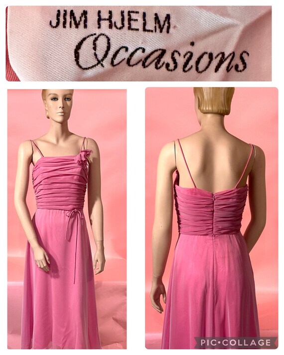 Vintage 70’s Pink Jim Hjelm Chiffon Gown Prom Dress S… Gem