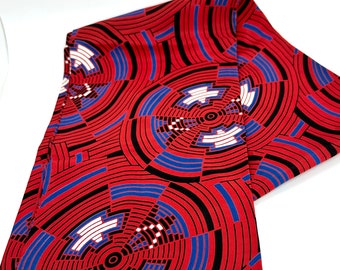 Incredible & Rare!! Vintage 1930’s-40’s DECO Geometric Silk/Rayon Scarf in Brilliant Red, Blue,  Black and White Classic!