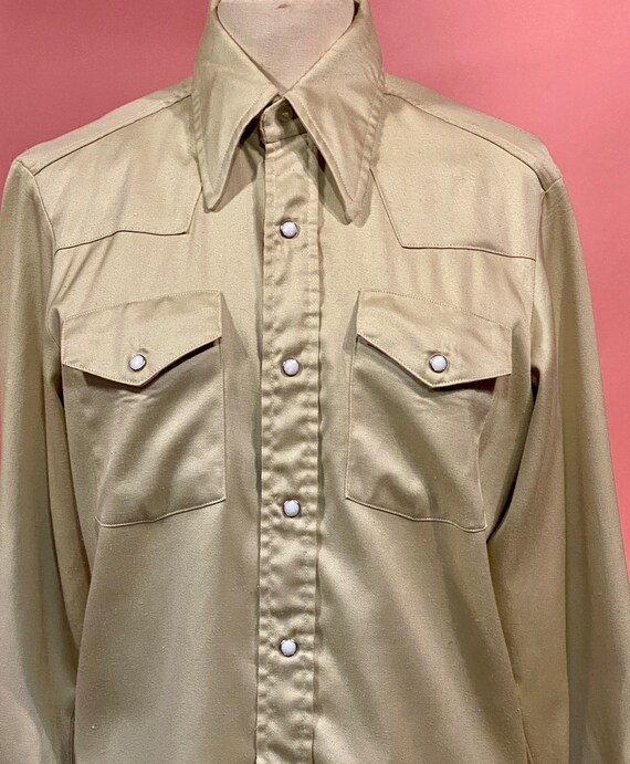 Vintage 1960's TRIPLE L Beige Cowboy Shirt Size 4… - image 1