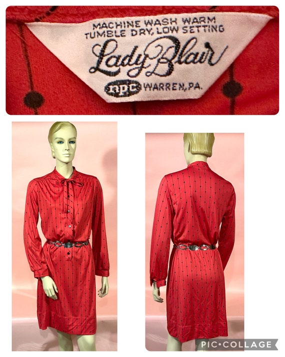 Vintage 1960’s LADY BLAIR Red Mini Shift Dress wi… - image 1