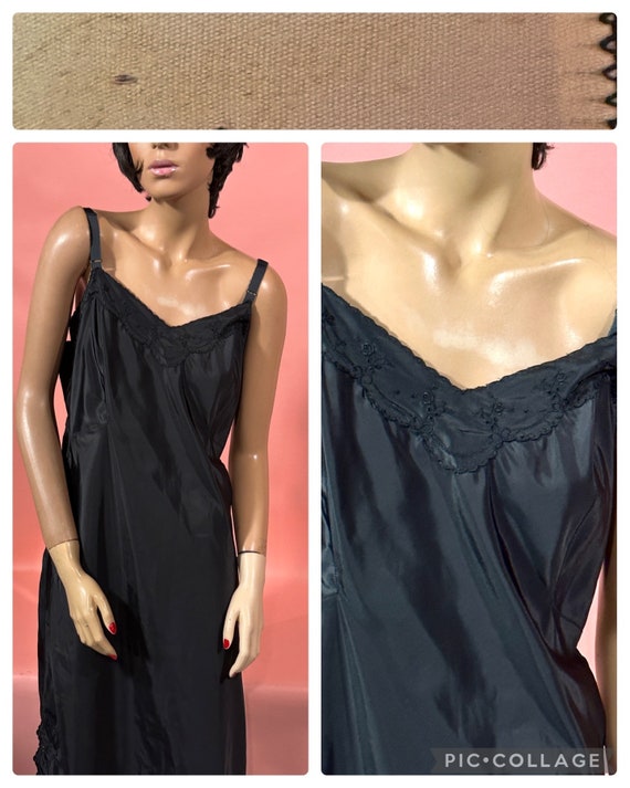 Vintage 1950’s BARBIZON Black  Rayon Nightgown Sl… - image 1