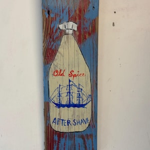 1 BAIN de SOLEIL Orange Gelee&#39; or Old Spice After Shave Hand Painted Wood 16” x 5.5” in different colors! OOAK Original Artwork