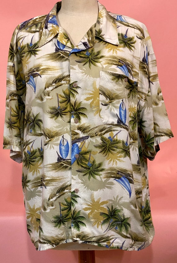 1980's Vintage Hawaiian Shirt-Size Medium-Men's o… - image 4