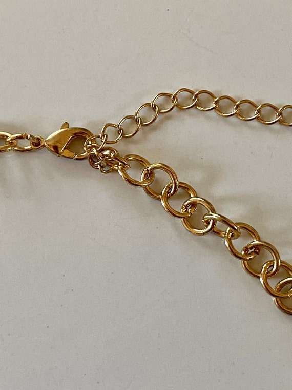 Vintage 1990’s Red Enamel & Gold Tone Necklace - image 8