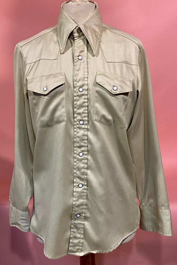 Vintage 1960's TRIPLE L Beige Cowboy Shirt Size 4… - image 3