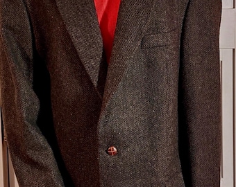 Vintage ENGLISH MANOR Wool Speckled Dark Brown Blazer Sports Jacket 44L Made in Poland Classic!