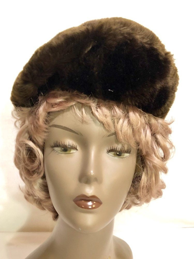 faux fur beret hat