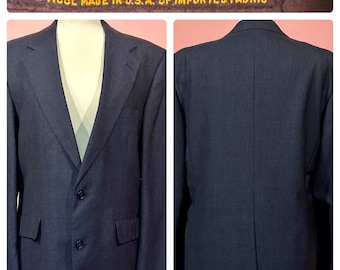 Vintage 1980’s BROOKS BROTHERS Men’s Suit Sports Jacket Blazer Blue Grey Plaid Light Weight Wool