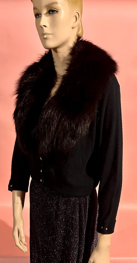 Vintage 1950's Orlon-Acrylic Black Cardigan Woman's S… - Gem