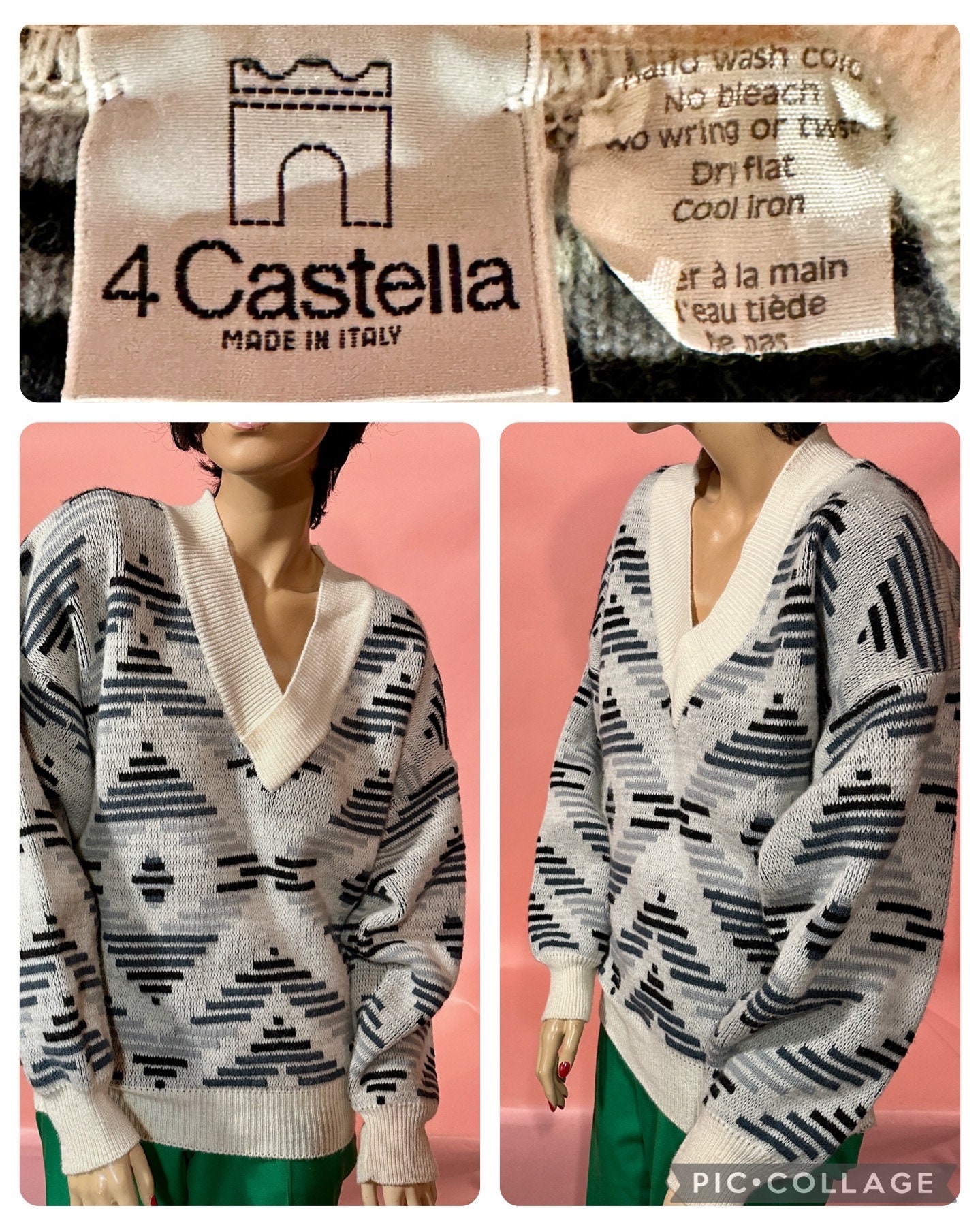 80s ITALY製 Vintage Ethnic V Neck Knit 80s ITALY製 Vintage Ethnic V Neck Knit
