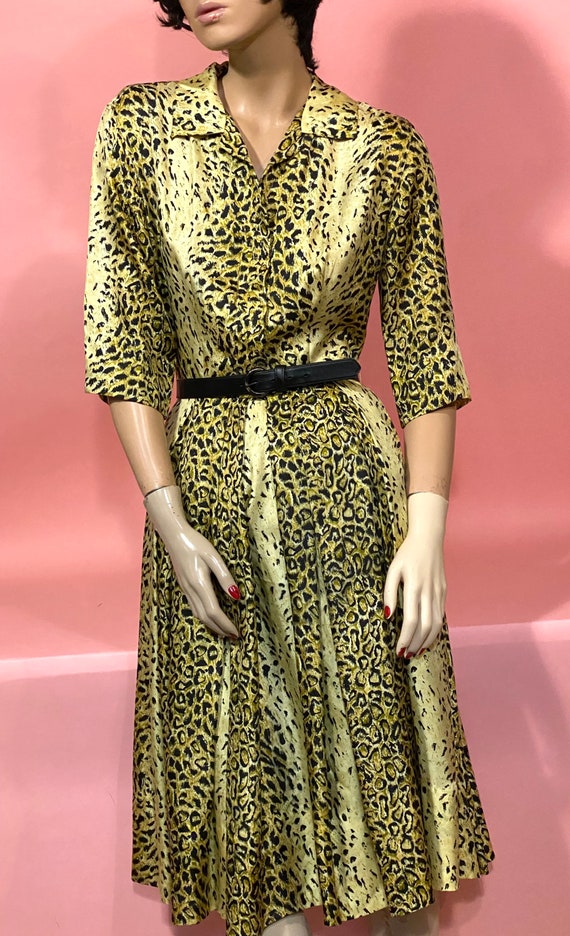 Vintage 1960’s-70’s MONTALDO Leopard Spot Silk Dr… - image 8