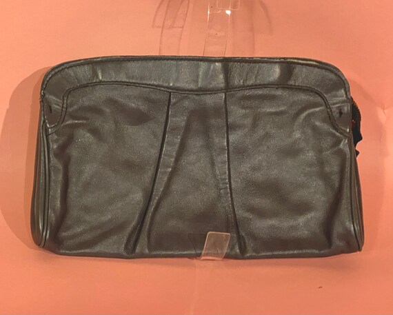 Vintage 1970’s-80’s Leather LETISSE Dark Grey Clu… - image 1