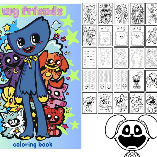 Poppy Playtime - 31 PRINT YOURSELF Colouring Pages, CraftyCorn, BearHug,Bubba Bubbaphant, DogDay,Chicken, PickyPiggy