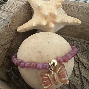 Ruby Bracelet with Butterfly Charm