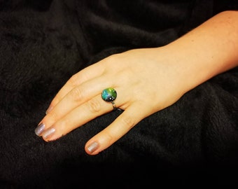 Galaxy Ring. Polymer Clay Galaxy Ring. Cosmic Statement Ring.