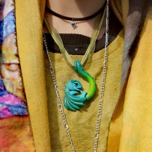 Dewdrop Dragon Necklace. Polymer Clay Dragon Pendant. Mythical Creature Necklace.