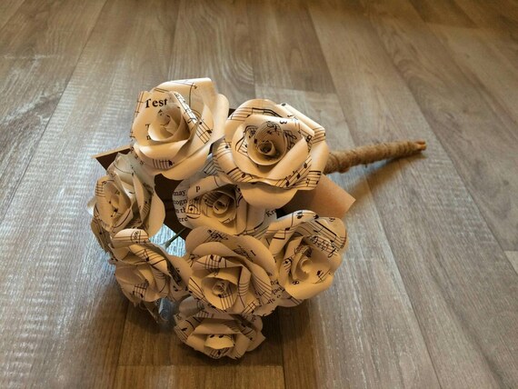 paper flowers music flowers 10 flowers bouquet music sheet flowers wedding bouquet anniversary flower bouquet brown paper