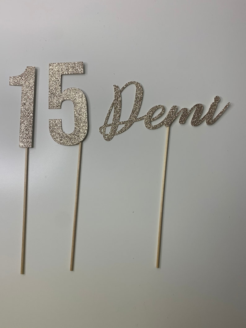 Personalised Gold Glitter Name and Age Cake Topper Custom Etsy UK