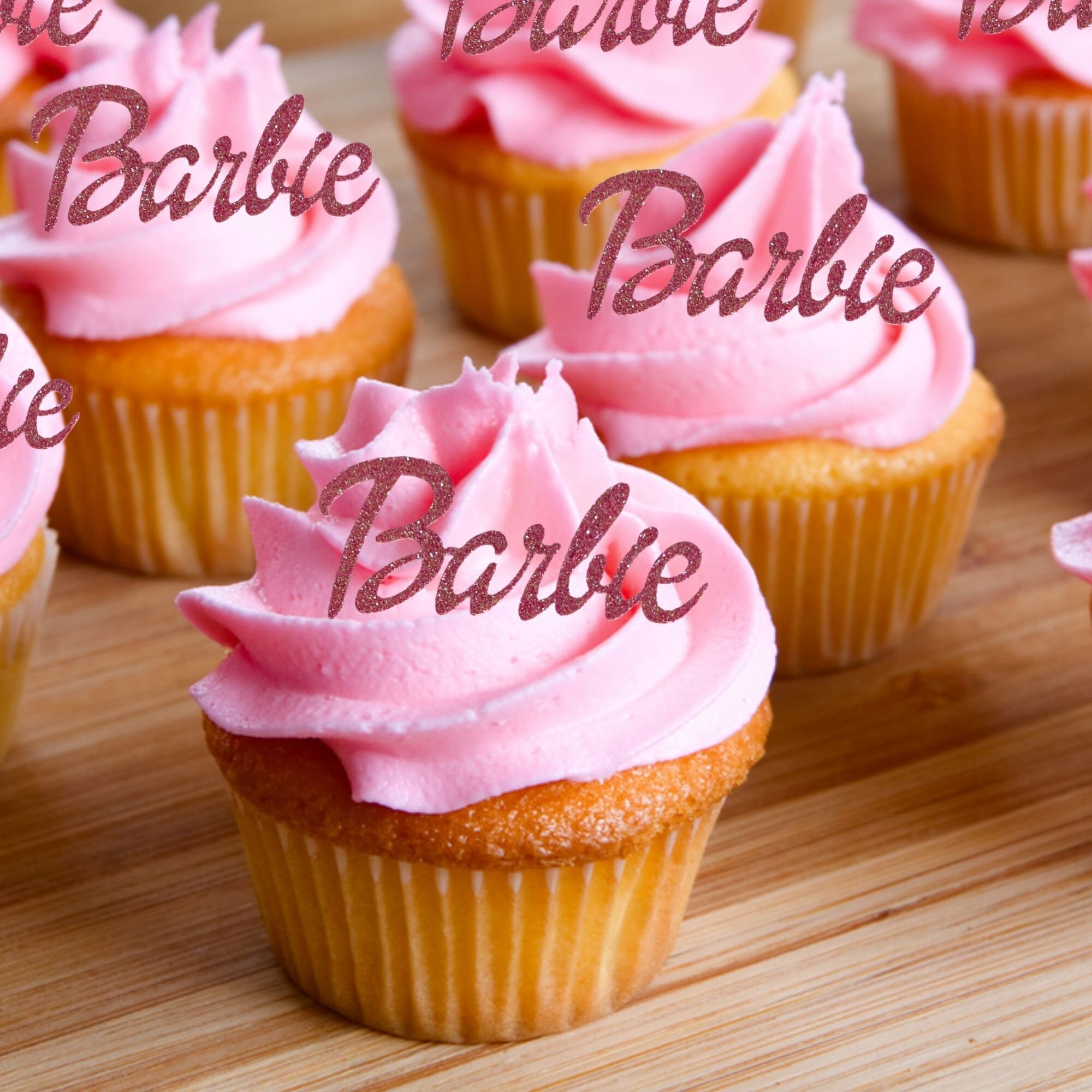 X6 Barbie Cupcake Toppers Pink Barbie Cake Topper Barbie Etsy