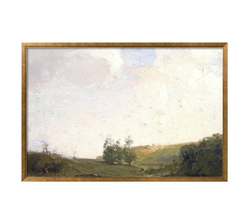 Sunrise Landscape Instant Digital Download, Vintage Antique Oil Painting, Antique Art, Vintage Print, Landscape Print image 1