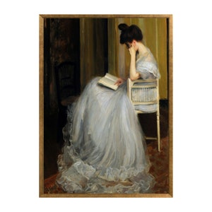 The Reader - Instant Digital Download Vintage Antique Oil Painting, Vintage Painting, Portrait Print, Art Print, Antique Art