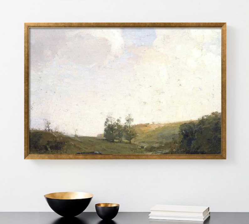 Sunrise Landscape Instant Digital Download, Vintage Antique Oil Painting, Antique Art, Vintage Print, Landscape Print image 2