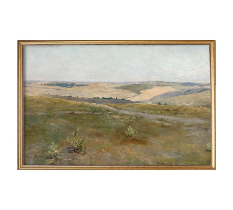 Deserted Landscape Instant Digital Download, Vintage Antique Oil Painting, Antique Art, Vintage Print, Landscape Print image 1