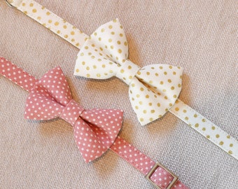 Lovely Dots Cat Bow Tie Collar – Rose Pink