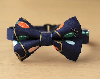 Christmas Cat Bow Tie Collar – Holiday Lights / Holiday Cat Bow Tie Collar / Rifle Paper Co® Cat Bow Tie Collar