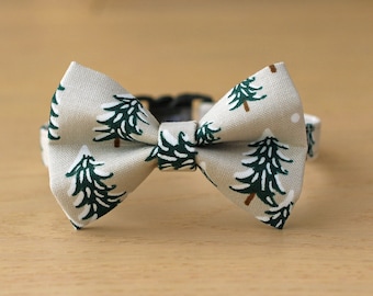 Christmas Cat Bow Tie Collar – Winter Forest / Holiday Cat Bow Tie Collar / Rifle Paper Co® Cat Bow Tie Collar