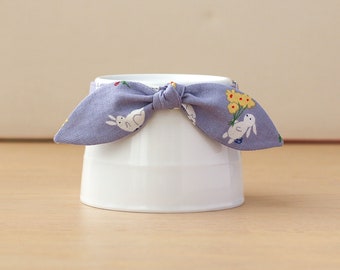 Cat Collar with Bow - "Easter Rabbit" - Easter Bunny Ear Bow / Breakaway or Non-Breakaway / Pastel, Floral, Spring / Cat, Kitten, Small Dog